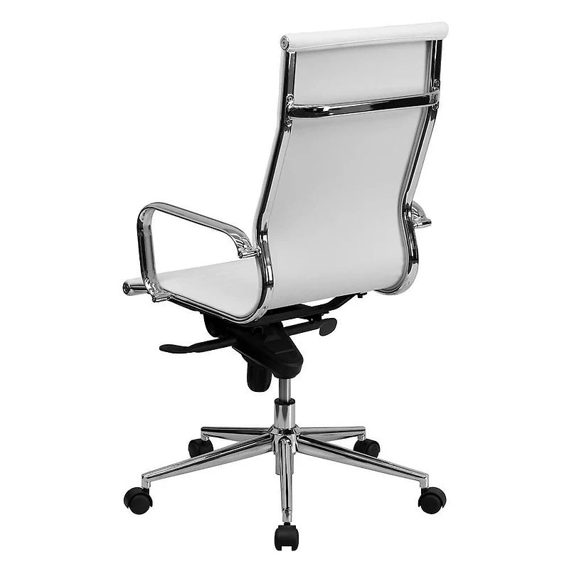 Nicer Furniture Ribbed PU Leather with Wheels Adjustable High Back Chair