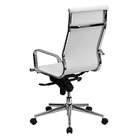 Nicer Furniture Ribbed PU Leather with Wheels Adjustable High Back Chair