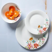 Ultra By Gibson Blooming Rose 12 Piece Dinnerware Set, Decorated, Opal Tempered Glass