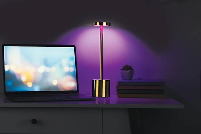 Merkury Innovations Lampe tactile à DEL multicolore en métal de 10,5 po Or Lampe LED Tactile Métal Or