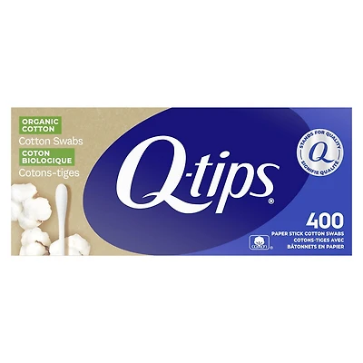 Cotons-tiges biologiques Q-tips, Pour soins de bébés, soins de beauté et premiers soins, Coton biologique à 100 %, 400 unités Cotons-tiges biologiques Q-tips, 400 unités