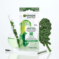Garnier Sérum Masque en Tissu avec Niacinamide + Kale, soin équilibrant de la peau pour peau grasse, 1 masque en tissu (14 mL)