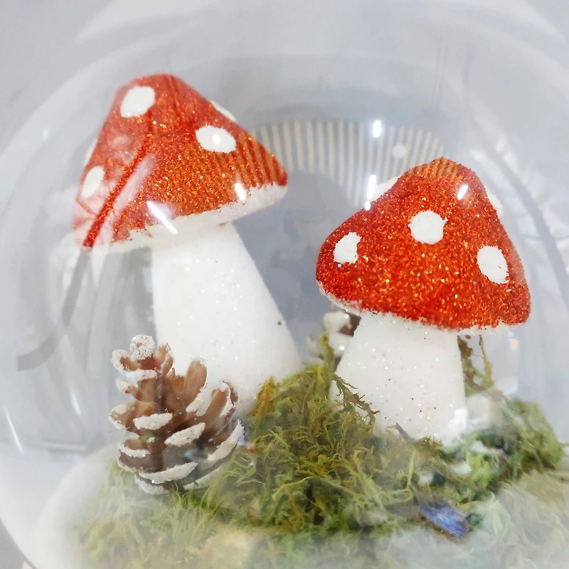 Holiday Time Glitter Mushroom in Dome Ornament
