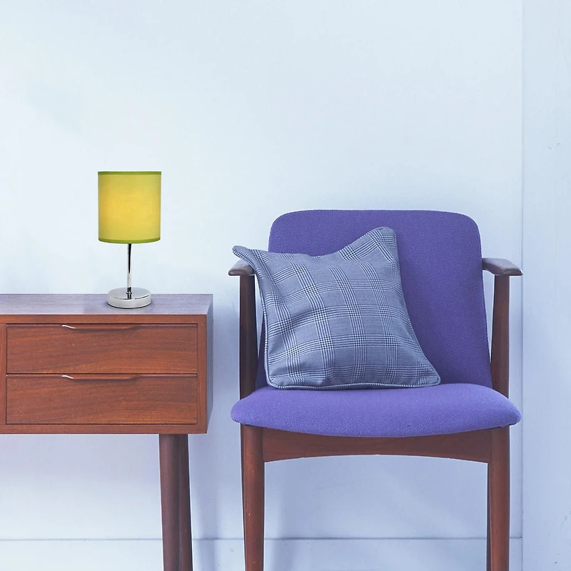 Simples Conceptions Mini lampe de table de base chromée avec abat-jour en tissu