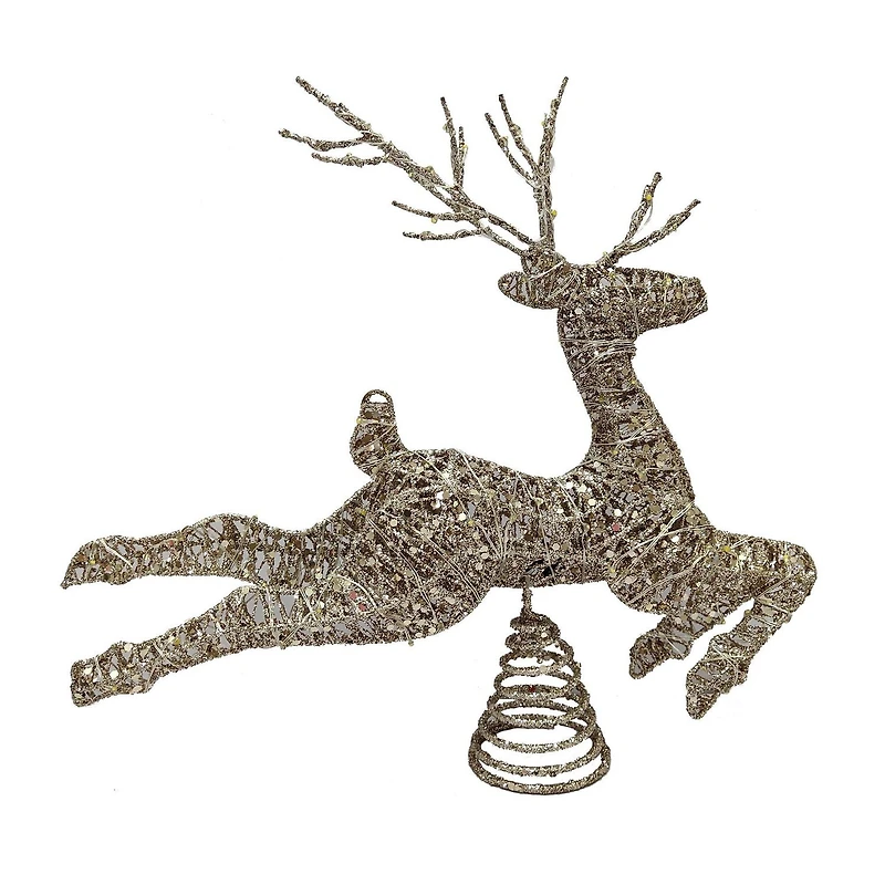 Cerf pour cime de sapin de Noël Holiday Time de 11,5 pouces avec micro-lumières à DEL