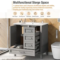 Homy Casa 30 in Modern Charcoal Grey Kitchen Sideboard with Ceramic Sink