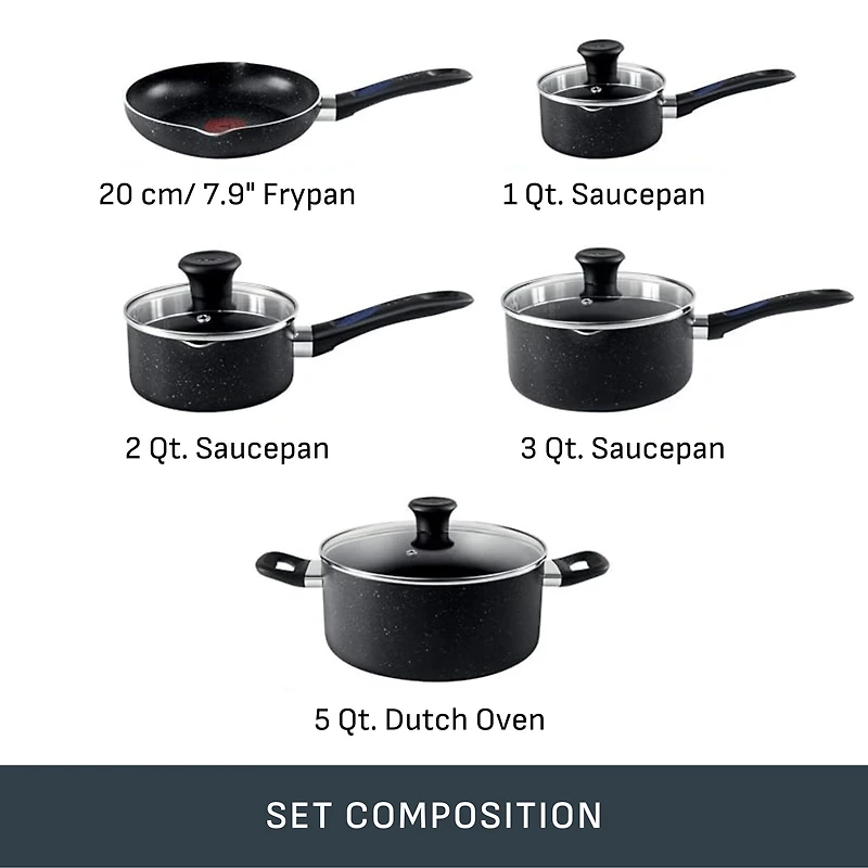 T-fal Signature 9 Piece Set, Pots and Pans, Non-Stick Cookware