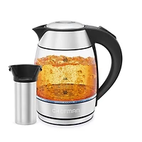 Chefman Easy-Steep 1,8L Electric Kettle with Tea Infuser, Stainless Steel, 1.8L, Borosilicate Glass, Tea Infuser