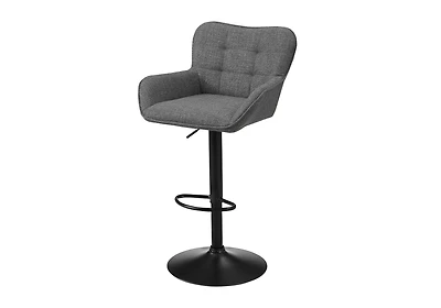 Monarch Specialties - Tabouret De Bar, Ensemble De 2, Réglable, Pivotant, Hauteur Bar, Hauteur Du Comptoir, Cuisine, Tissu Gris, Métal Noir, Contemporain, Moderne