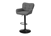 Monarch Specialties - Barstool, Set Of 2, Adjustable, Swivel, Bar Height, Counter Height, Kitchen, Grey Fabric, Black Metal, Contemporary, Modern