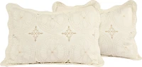 Couvre-lit Marina Decoration brodée, ensemble de literie ultra doux et uni, avec taie d'oreiller matelassée, motif géométrique crème