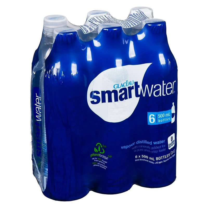 Glacéau smartwaterMD, emballage de 6 bouteilles de 500 mL