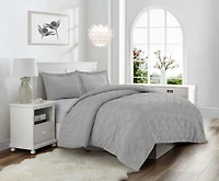 Ensemble de housse de couette à texture douce à motif losange Swift Home, literie toutes saisons avec fermeture éclair, avec taies d’oreiller, simple, gris clair