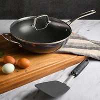 Martha Stewart - Poêle essentielle antiadhésive en aluminium de 12 po avec couvercle, gris