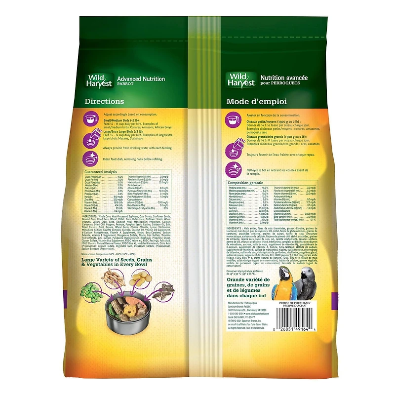 Wild Harvest Advanced Nutrition Parrot Bird Food, 1.8 kg