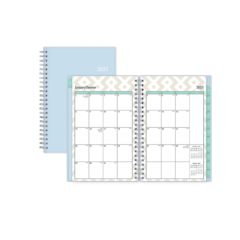 2023 Weekly Monthly Planner, 5x8, Blue Sky, Solid Morning Blue