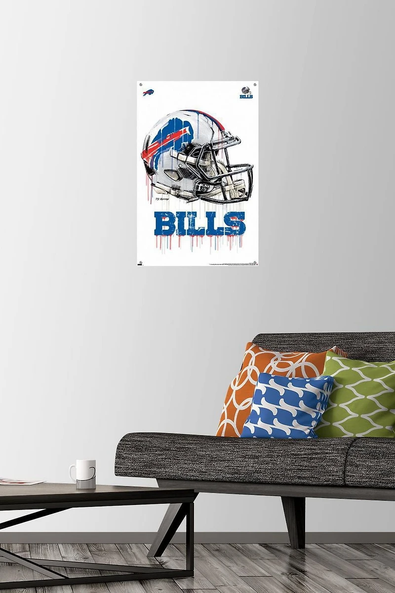 NFL Buffalo Bills - Drip Helmet 20 Wall Poster with Magnetic Frame, 22.375" x 34"