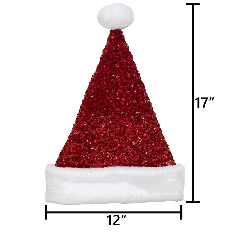 Holiday Time Red Sequin Santa Hat, 17"