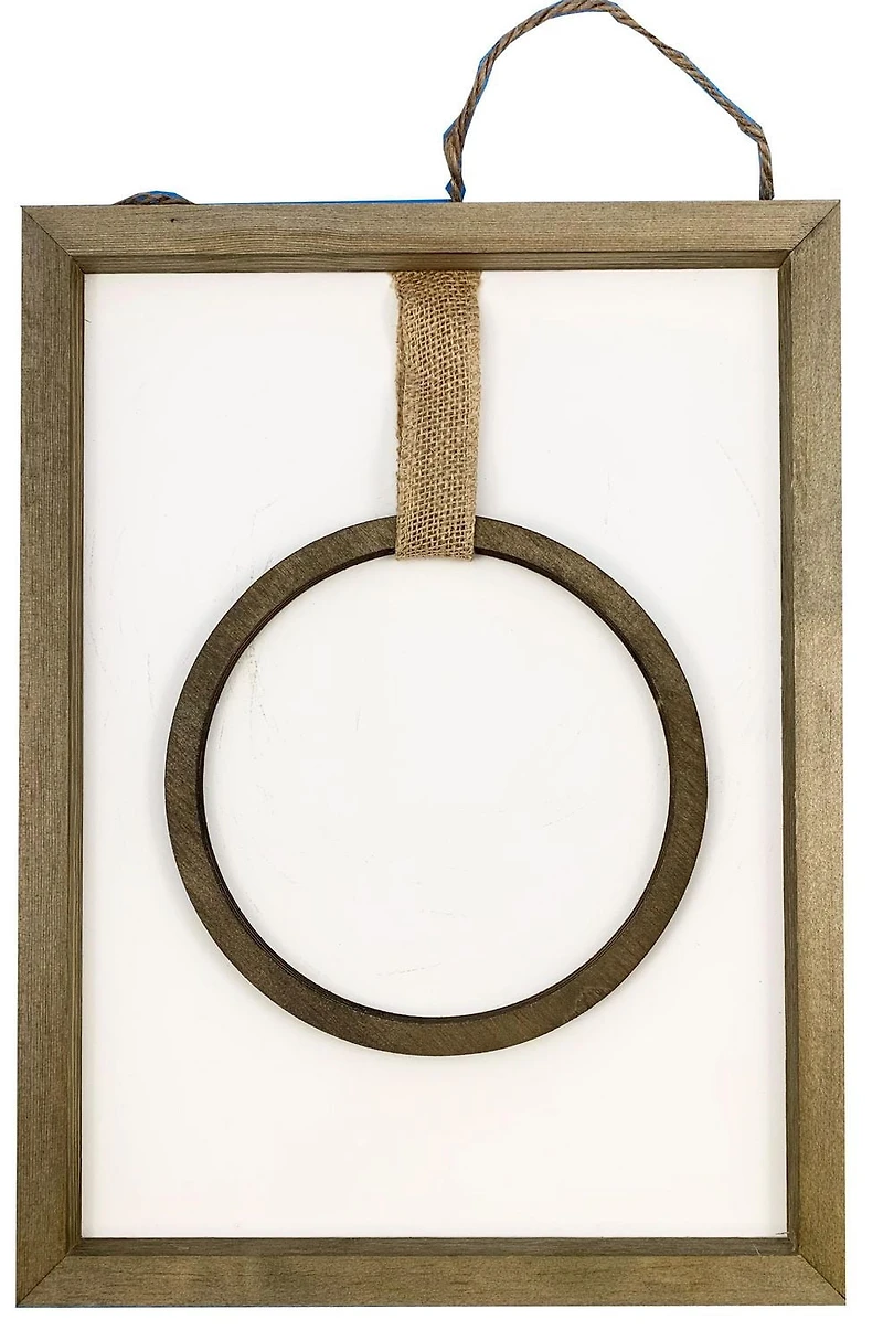 Hampton Art Wood Rustic Framed White Panel w/ Hoop 12x16"