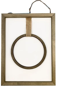 Hampton Art Wood Rustic Framed White Panel w/ Hoop 12x16"