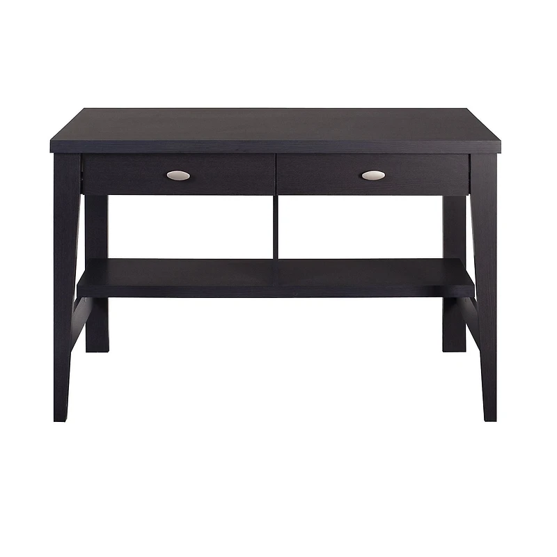 CorLiving Folio Dark Brown Engineered Wood Two Drawer Adult Desk with Lower Storage Shelf