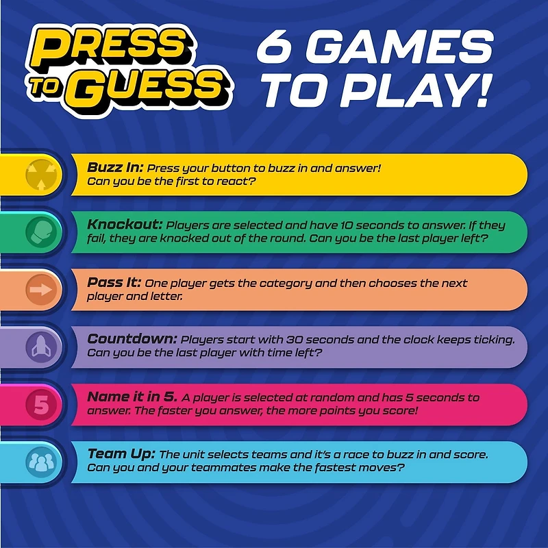 Buffalo Games Press to Guess Jeu de société électronique pour enfants à partir de 8 ans