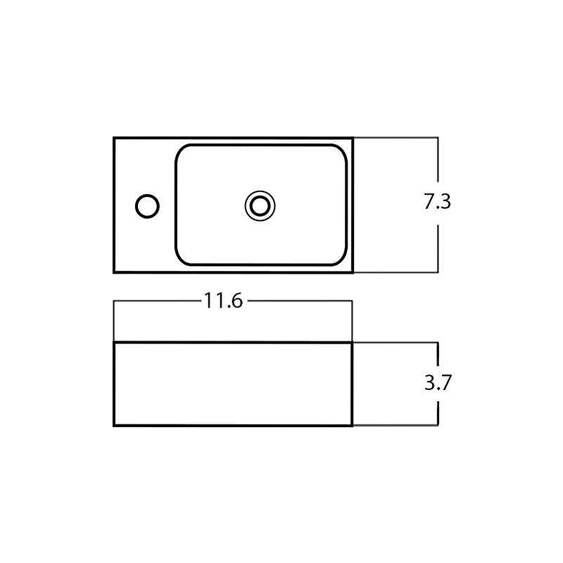 American Imaginations 11.6-in. W Above Counter White Bathroom Vessel Sink For 1 Hole Right Drilling AI-28155