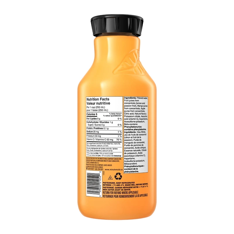 Minute Maid Zero Sucre Ajouté Mangue Passion Bottle, 1.54 Liters