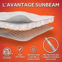 Sunbeam Quilted Electric Heated Mattress Pad 12 Heat Settings Auto Shut-Off Fast Heating White Full 54 x 75