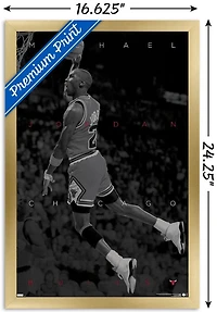 Michael Jordan - Black and White Wall Poster, 22.375" x 34" Framed