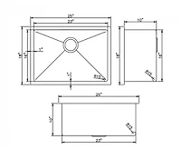 American Imaginations 25 pouces. W Évier de cuisine en acier inoxydable avec 1 bol et calibre 18AI-34400
