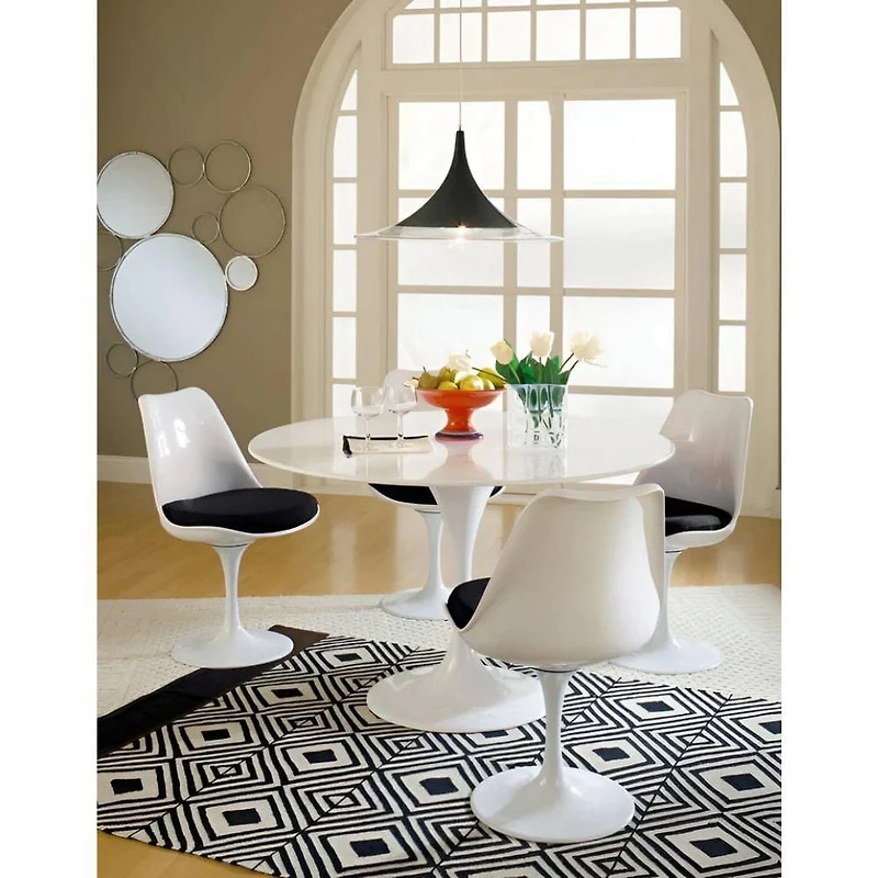 Chaise Tulipe Blanche Céleste Sans Accoudoirs Avec Coussin ENSEMBLE DE 3