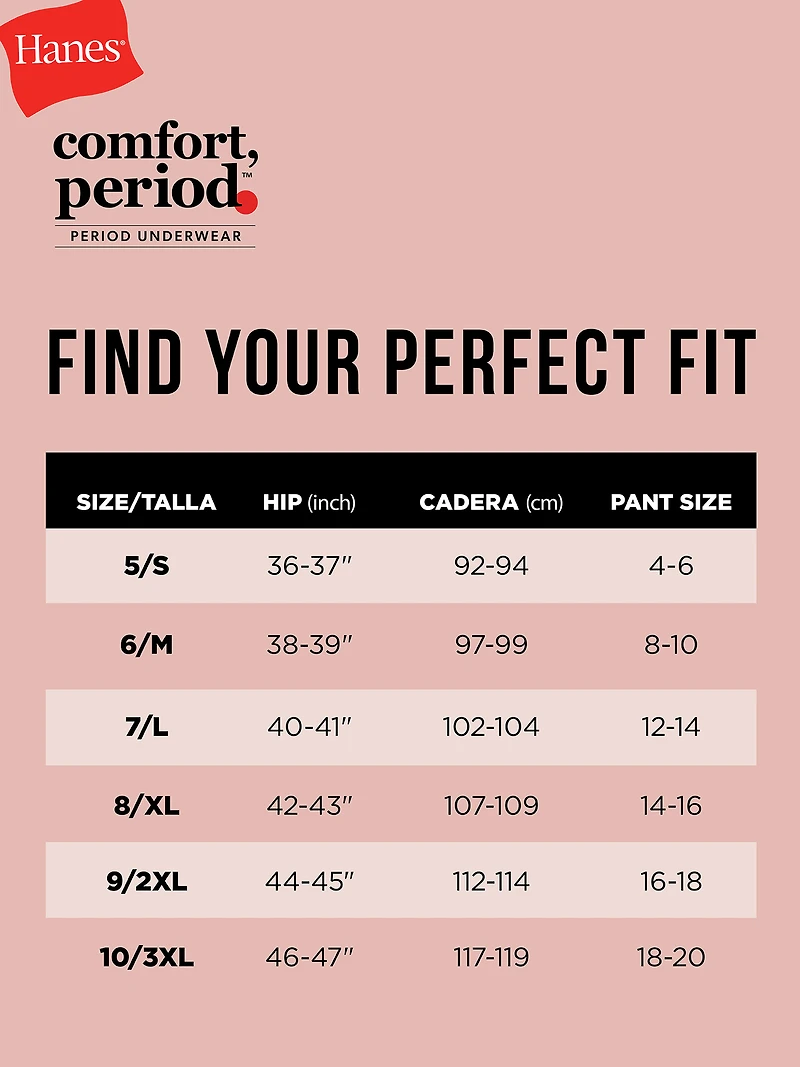 Hanes Comfort, Period. Moderate Leak Brief