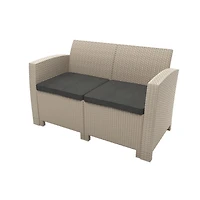 CorLiving Adelaide 4pc Rust Proof Resin Wicker Outdoor Patio Conversation Set with Loveseat, 2 Chairs, and Coffee Table