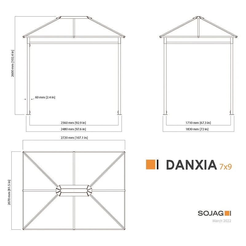 Sojag Danxia 7 x 9 x 9 ft Cream Gazebo