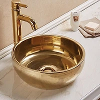 American Imaginations 16.14-in. W Above Counter Gold Bathroom Vessel Sink For Deck Mount Deck Mount Drilling AI-27915