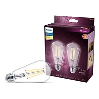 PHILIPS Ampoules LED ST19, 8 W, 75 W, culot moyen, blanc doux, lueur chaude, verre transparent, paquet de 2 Philips DEL ST19