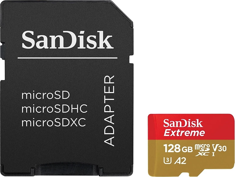 SanDisk Extreme® microSDXC™ UHS-I card, 128GB, with A2 performance - SDSQXA1-128G-CW6MA, MicroSD Card 128GB