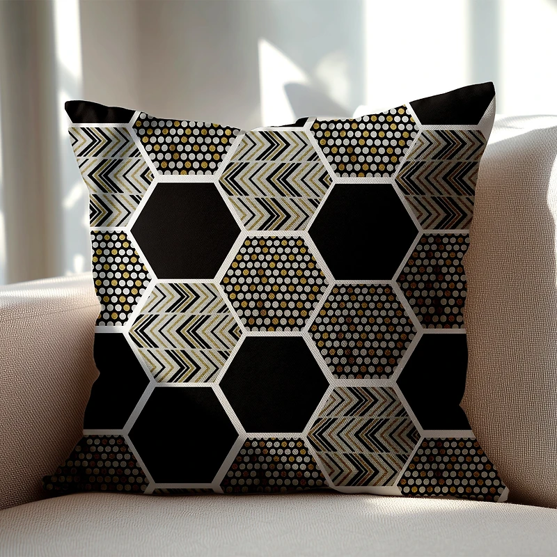 Tissu thermocollant Fabric Expressions à motif noir, or et blanc de 8" x 9"