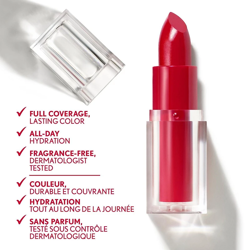 Clean Lip Color, Satin Finish, 24-Hour Wear, Squalane, Avocado & Aloe, Carmine-Free, Non-Drying, creamy, comfortable lipstick