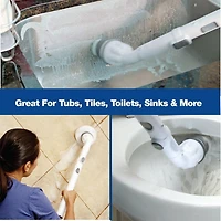 Bell + Howell Scrubtastic – Brosse Électrique Rechargeable avec Manche Télescopique et 3 Têtes de Brosse pour le Nettoyage de la Salle de Bain, des Carreaux et de la Cuisine – Sans Fil, 300 T/M