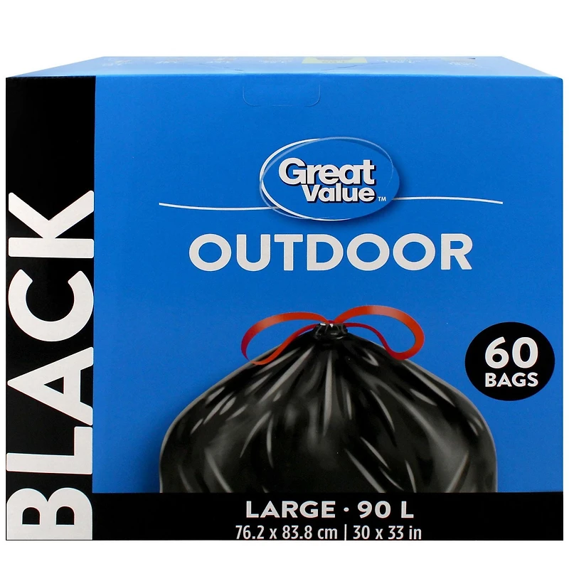 Great Value Large Outdoor Garbage Bags, 76.2 x 83.8 cm