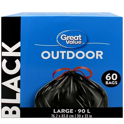 Great Value Large Outdoor Garbage Bags, 76.2 x 83.8 cm