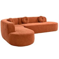 Noble House 122'' Extra Large Sectional Sofa Soft Fabric Upholstery, Elegant Curved Design,Orange