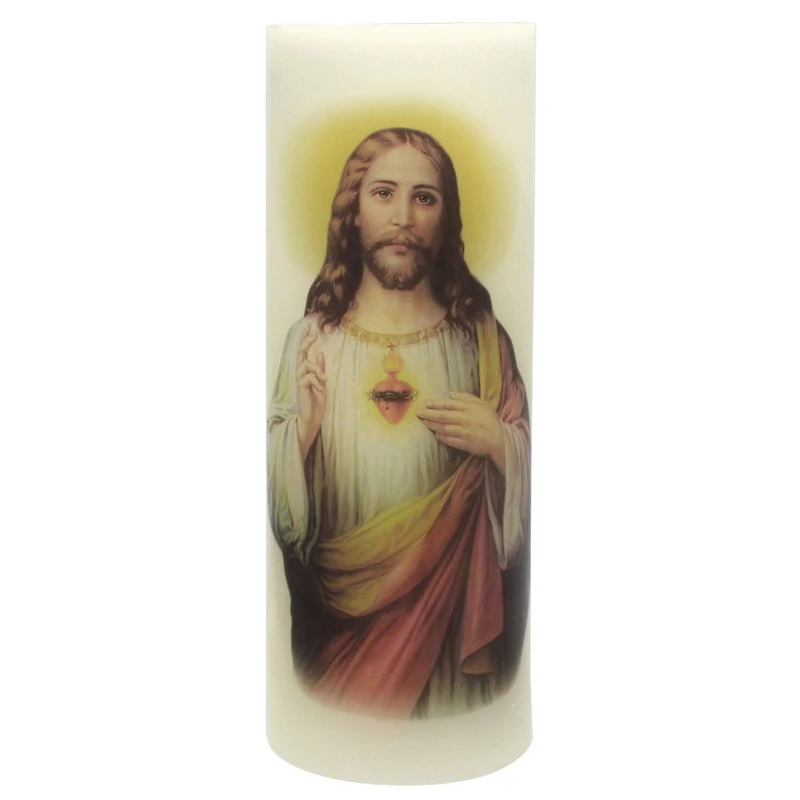 Mainstays 8”Bougies pilier en cire à DEL - Jésus, non parfumé,