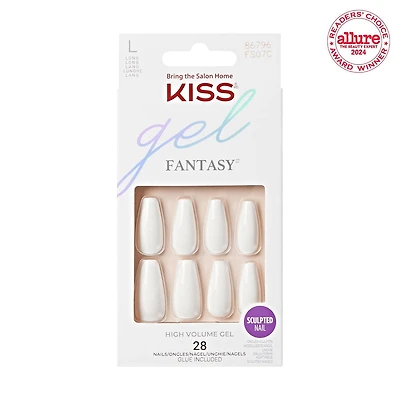 KISS Gel Fantasy - 28 faux ongles, longs Haut volume.