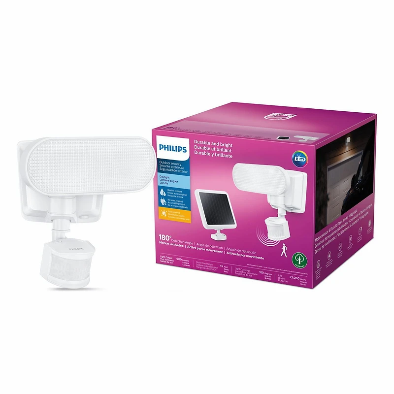 Philips Projecteur double a l'energie solaire avec DEL et detecteur de mouvement de 180° Philips Solar LED exterieur
