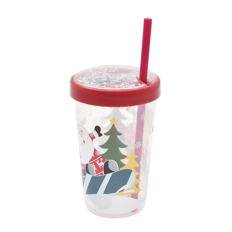 Holiday Time Red Plastic Straw Tumbler, 3.5 inch x 3.5 inch x 7.9 inch, 1 Piece