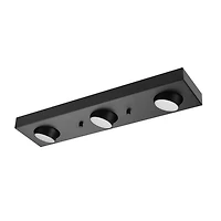 Rail d’éclairage à trois têtes DEL encastrées Bleecker, noir mat, 21 W, 1 200 lm, 3 000 K et IRC de 90