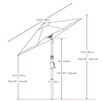 Parasol de jardin rond inclinable et résistant au vent CorLiving de 3 m avec manivelle et cadre en aluminium et acier